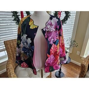 Jacob Ribkoff Vibrant Floral Open Blazer Women's Size 16 Party Formal Dressy